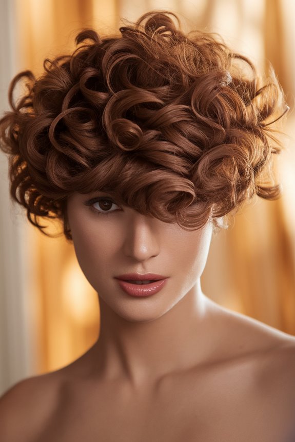 asymmetrical curly short hairstyle