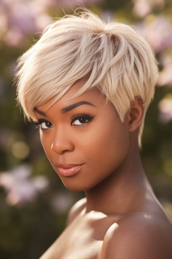 bright blonde short hairstyle