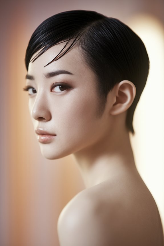 chic side parted pixie hairstyle