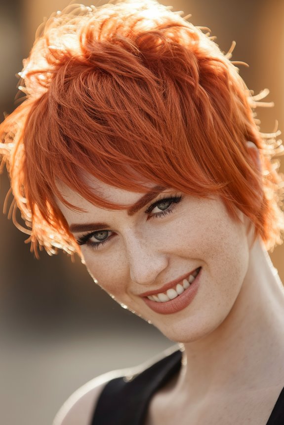 choppy ended ginger pixie haircut