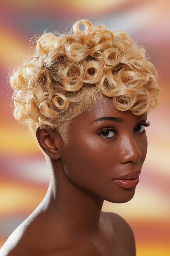 curly blonde short hairstyle