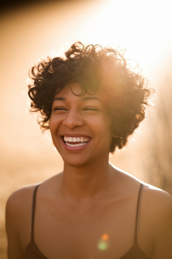 curly pixie haircut bangs
