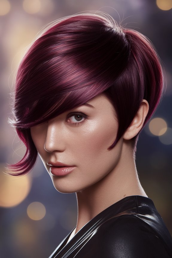 deep burgundy pixie cut