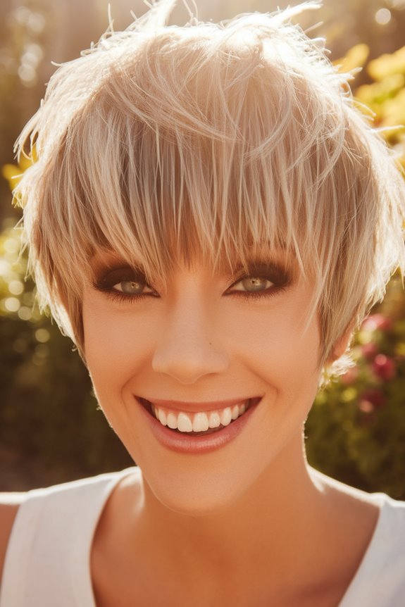messy short hairstyle bangs
