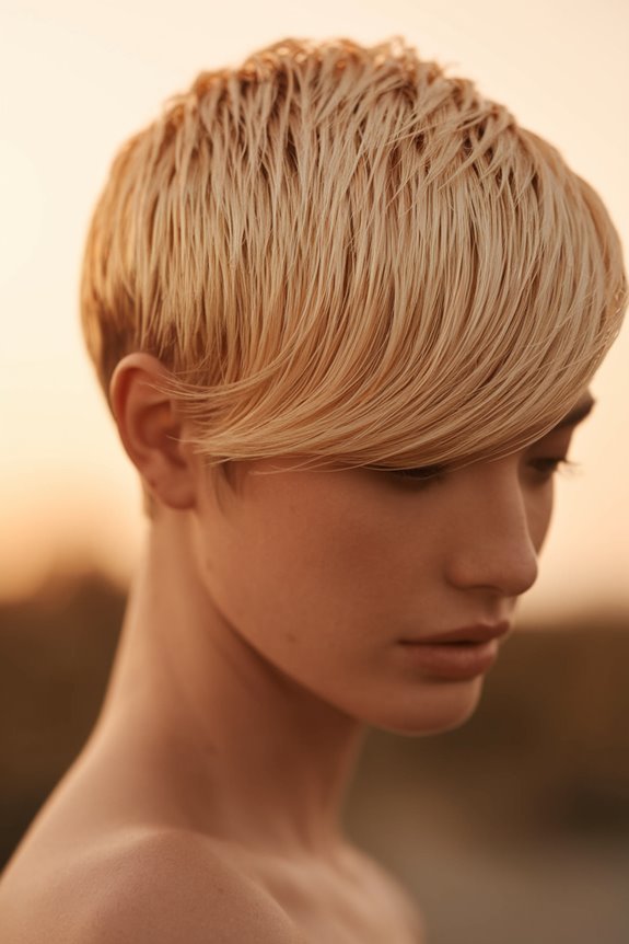 stylish short blonde haircut