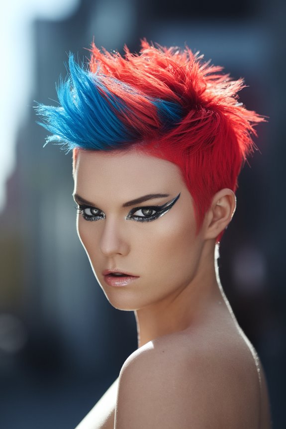 vibrant edgy pixie hairstyle