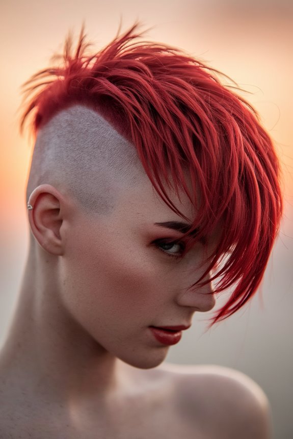 vibrant red pixie hairstyle