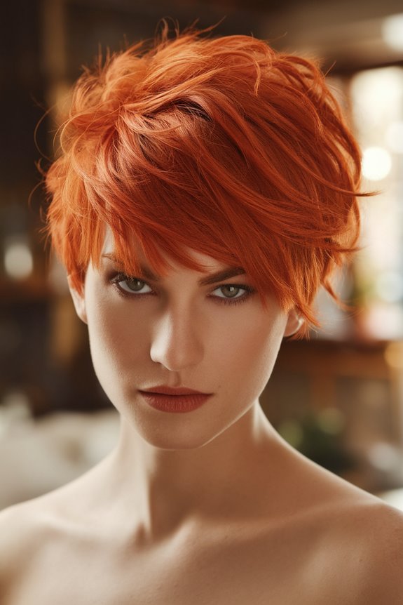voluminous layered ginger pixie