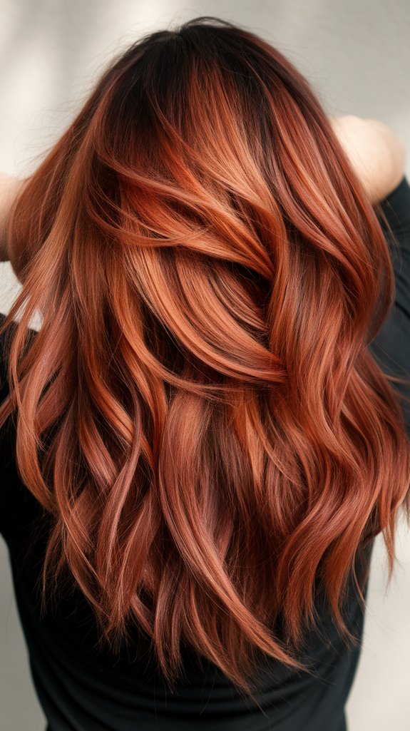 auburn balayage with highlights