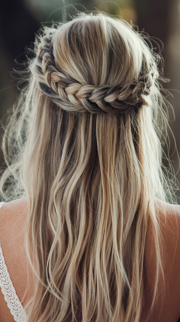 bohemian braided crown hairstyle