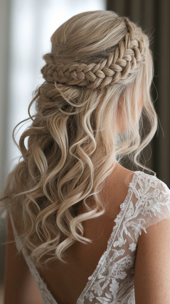 bohemian half up curls elegance