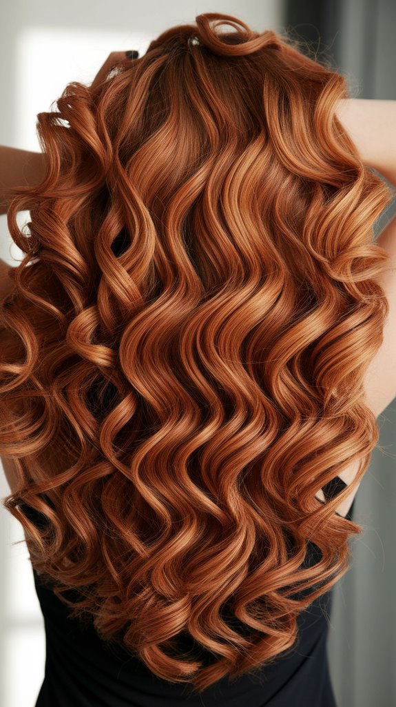 bold auburn curls highlighted