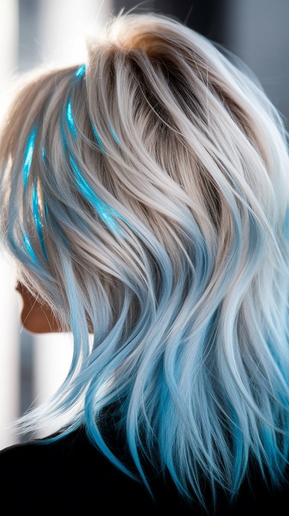 bold blue illuminated blonde streaks