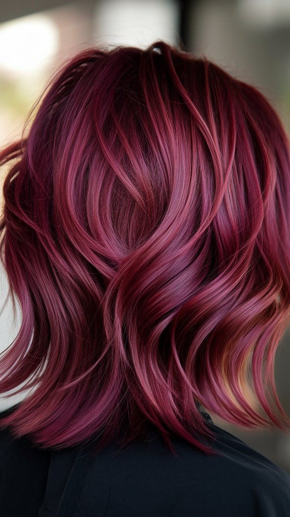 bold burgundy medium length hair