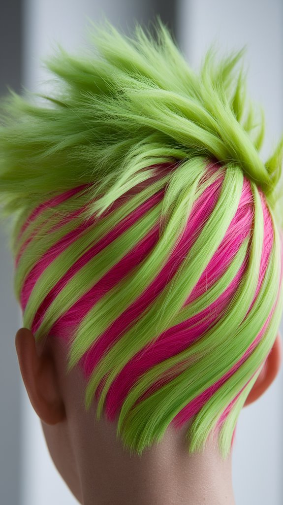 bold chartreuse with pink highlights