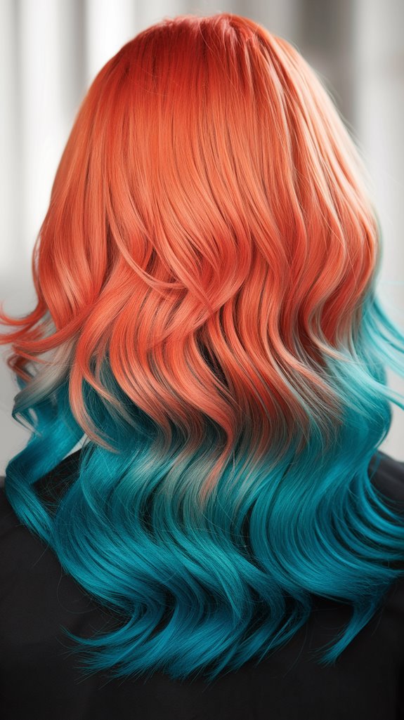 bold coral turquoise hairstyle