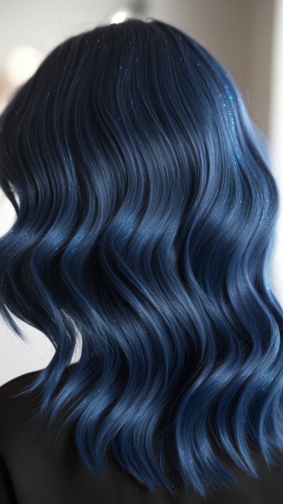 bold navy shimmer elegance