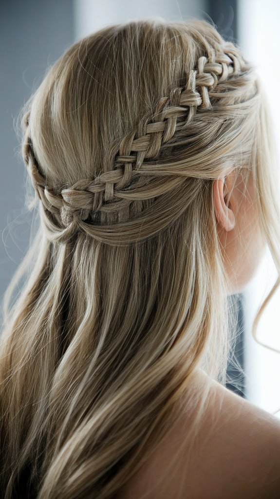 braided crown half up style