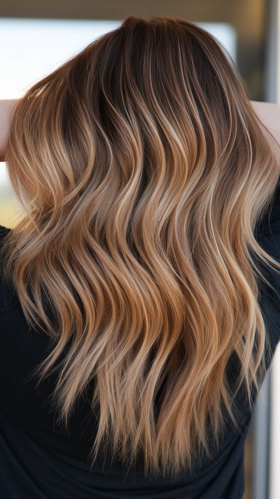 caramel balayage sun kissed highlights