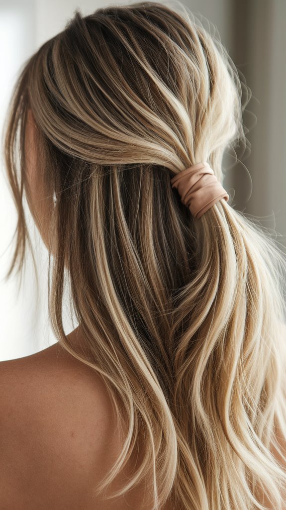casual half up ponytail style