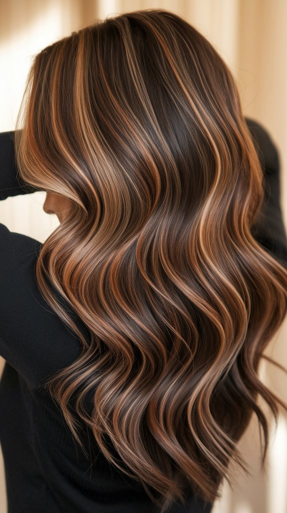 chestnut and caramel highlights