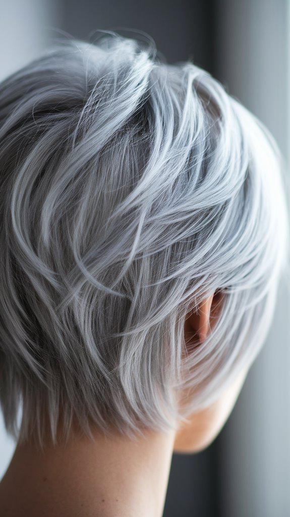 chic asymmetrical grey hairstyle