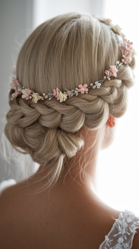 crown braid with florals