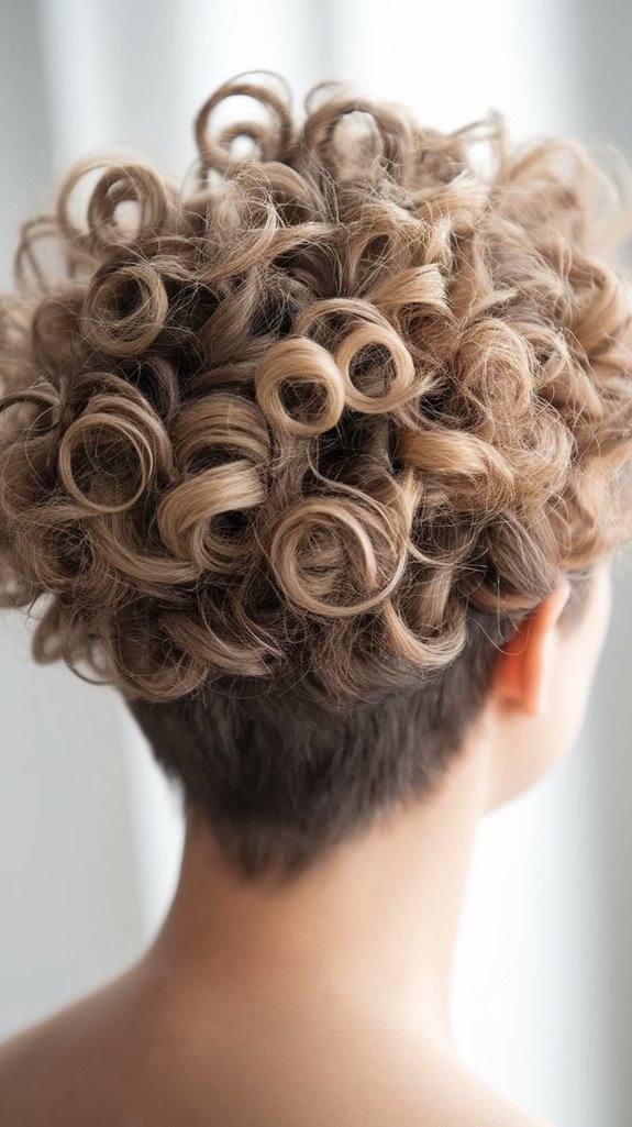 curly pixie hairstyle bangs