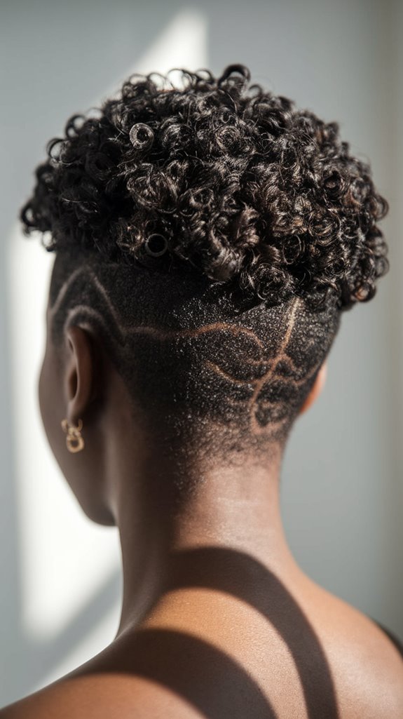 curly pixie hairstyle with sideburns