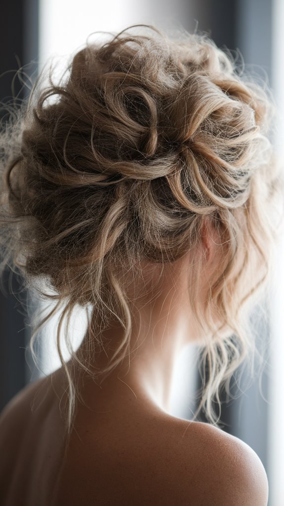 effortless shaggy updo elegance