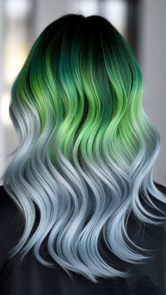 electric green silver ombre
