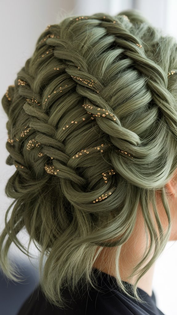 elegant olive green hairstyle