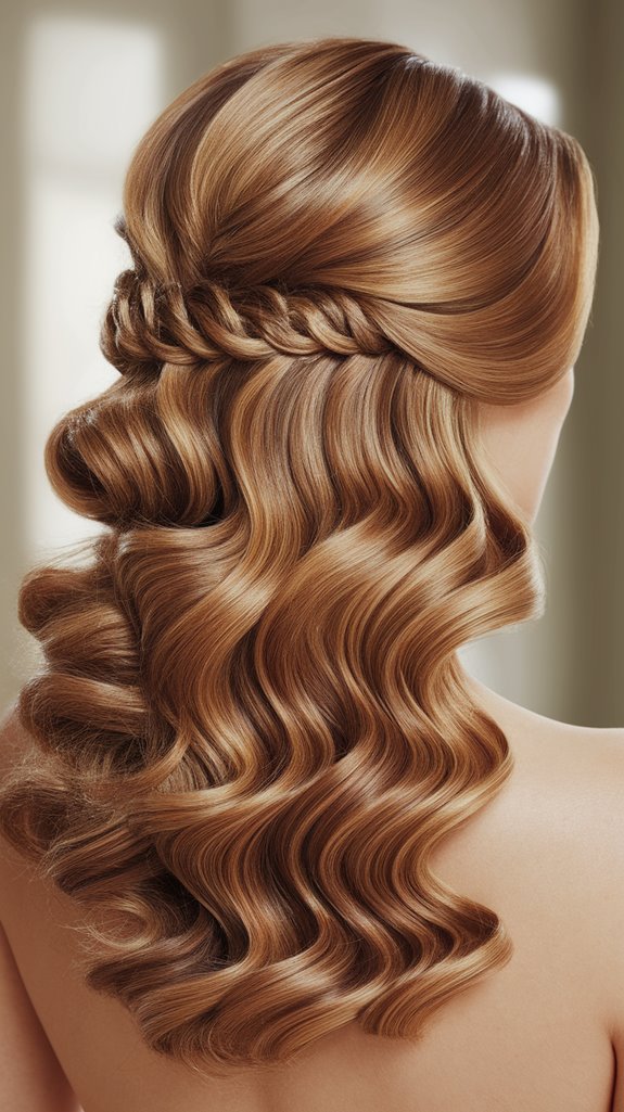 elegant side swept braided curls