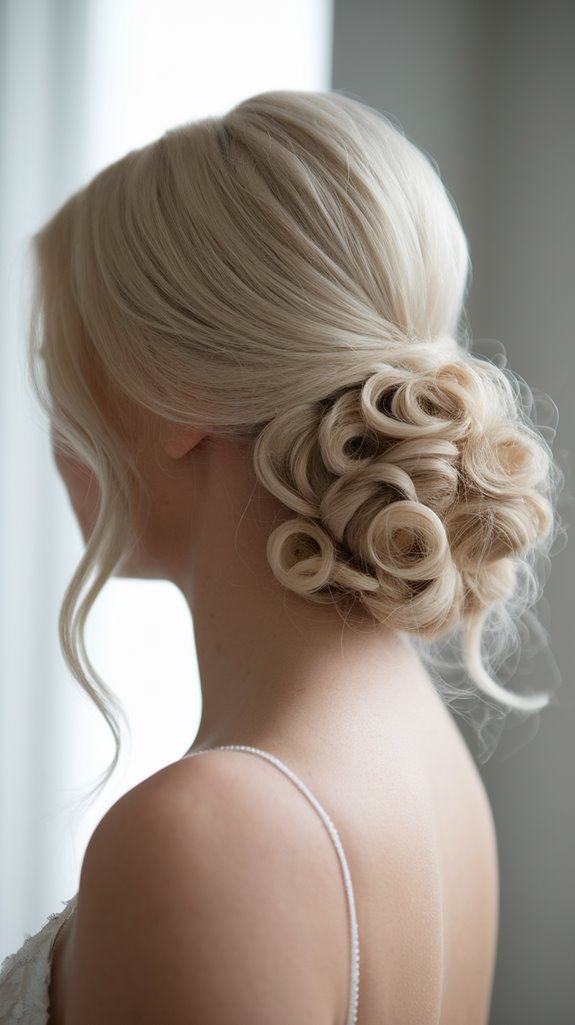 elegant side swept bridal updo