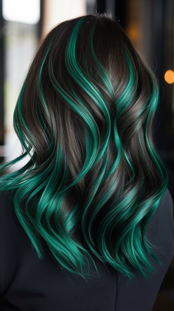 emerald green hair highlights