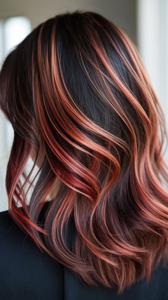 espresso auburn layered balayage