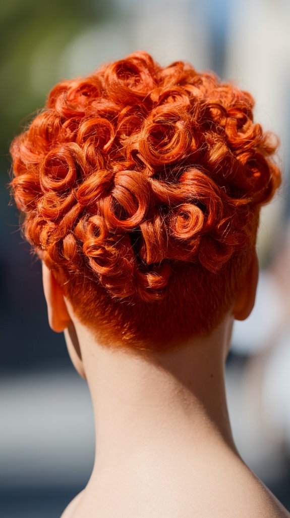 fiery red curly pixie