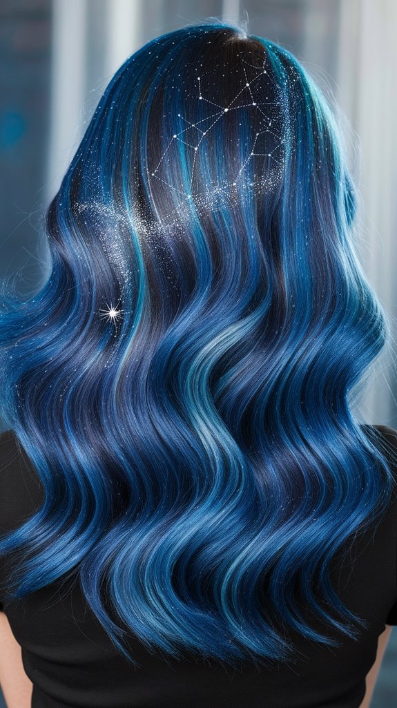 galaxy inspired blue hair