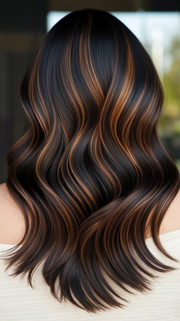 glossy espresso cinnamon balayage