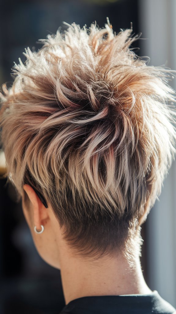 highlighted shaggy pixie cut