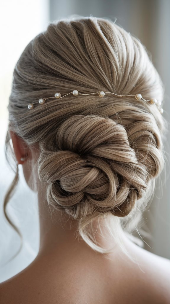 layered bun with pearls