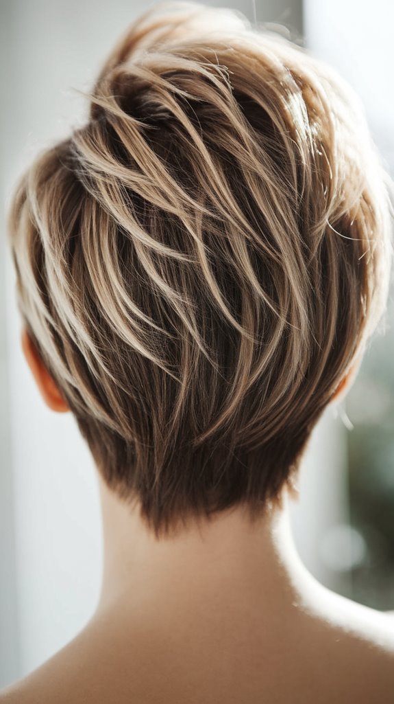 layered long stacked pixie
