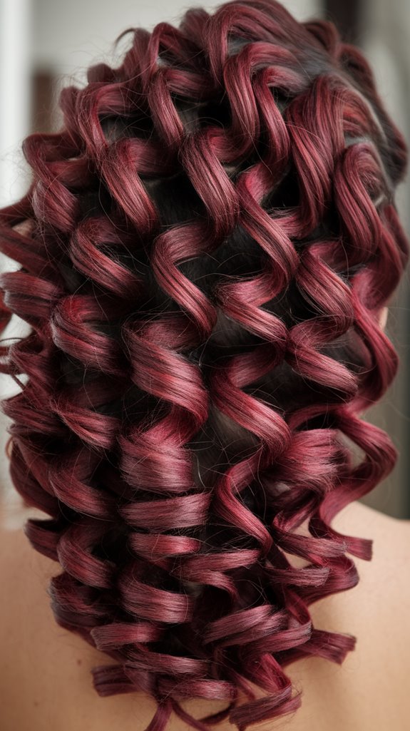 luxurious rich burgundy curls