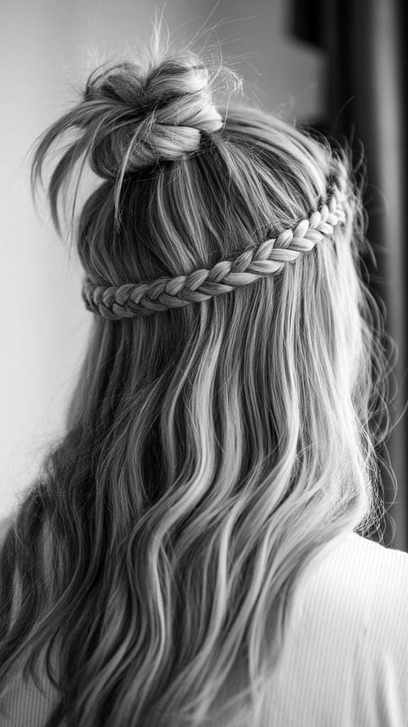 messy bun with braid