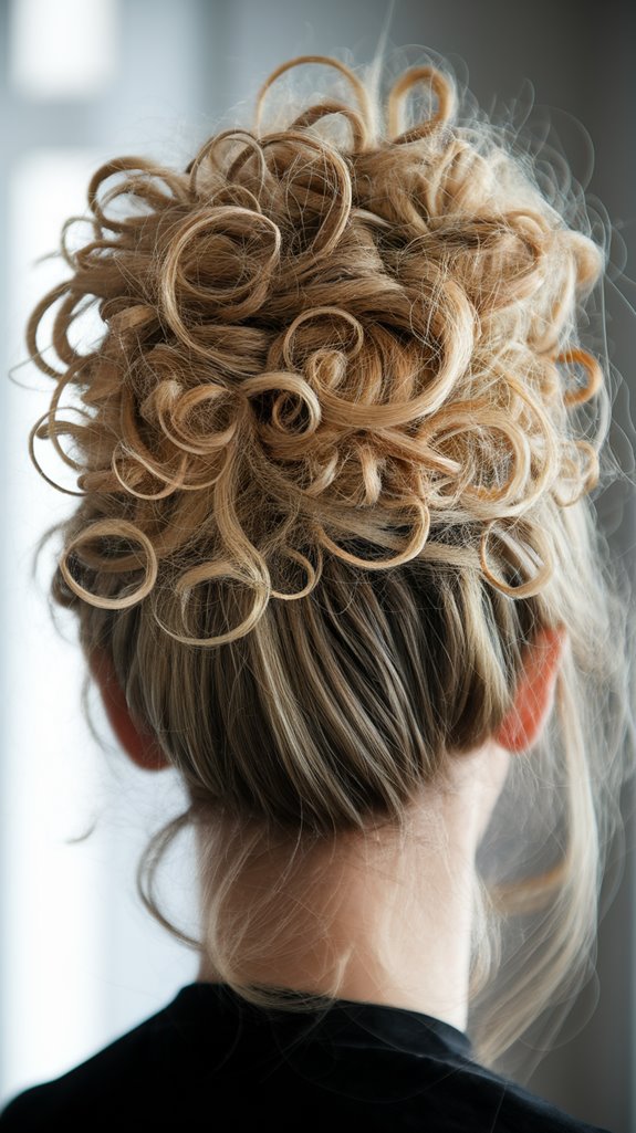 messy bun with curls