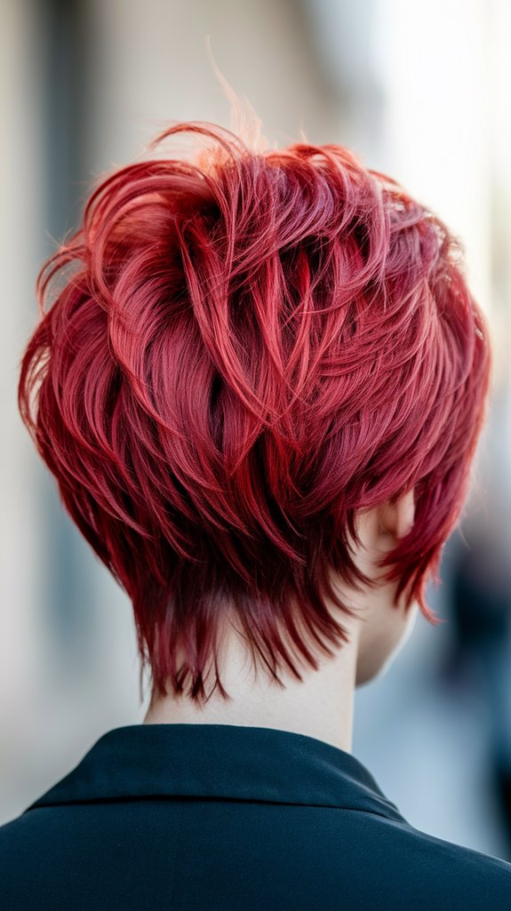 ombre red layered pixie