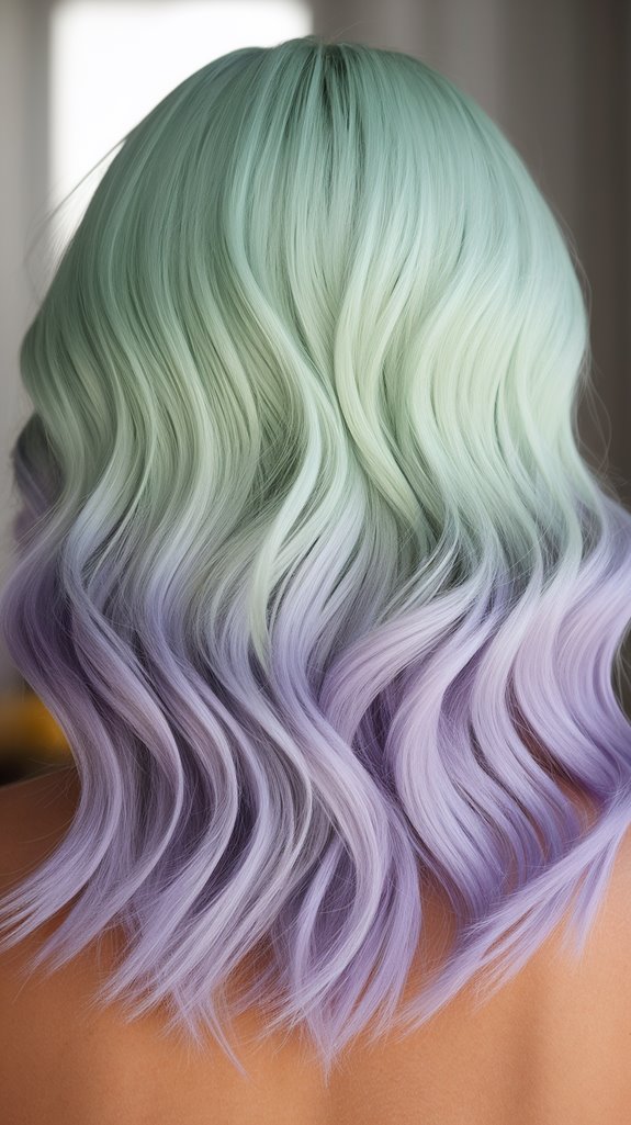pastel mint lavender ombre