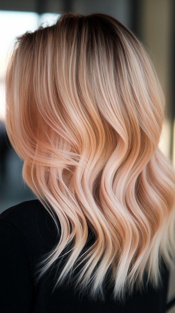 peachy blonde to champagne shimmer