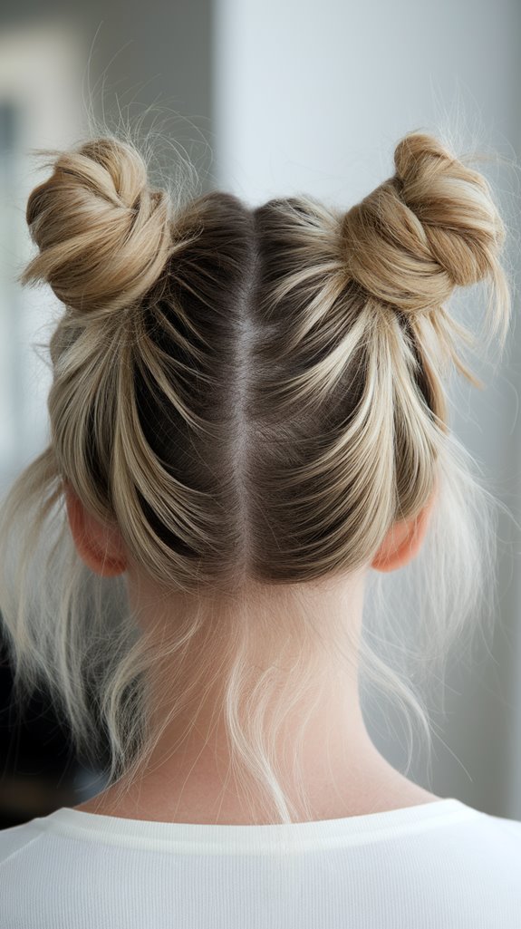 playful double bun updo
