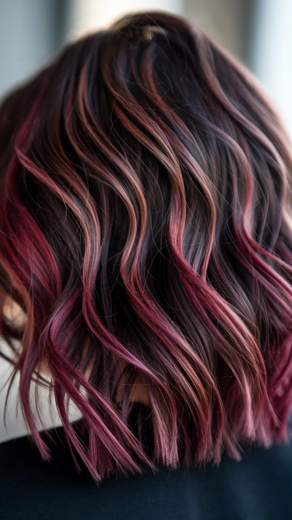 rich burgundy hair accents
